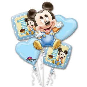 Baby Mickey 1st Birthday Balloon Bouquet